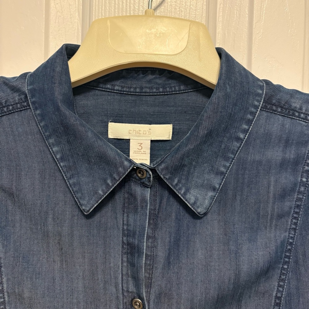 Chico's Indigo Blue Denim Button-Front Shirt - Picture 4 of 16
